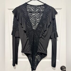 Fashion Nova Black Lace Bodysuit